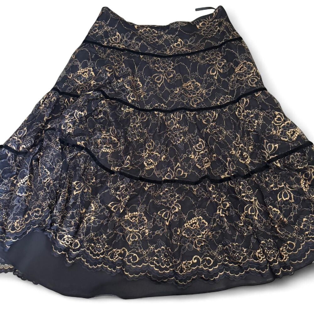 Ralph-lauren Women's Black and Gold Skirt